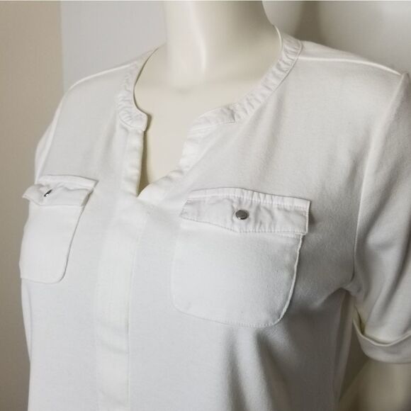 Craft & Barrows Women's‎ White V Neck Pull Over Size PXL - Picture 3 of 10